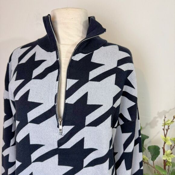 ANTHROPOLOGIE | houndstooth quarter zip sweat | Vigoss | new nwt | large - Picture 3 of 13